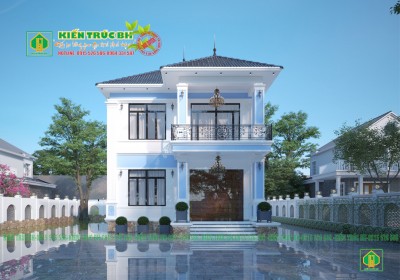 Mẫu nhà 2 tầng mái nhật 4 phòng ngủ 